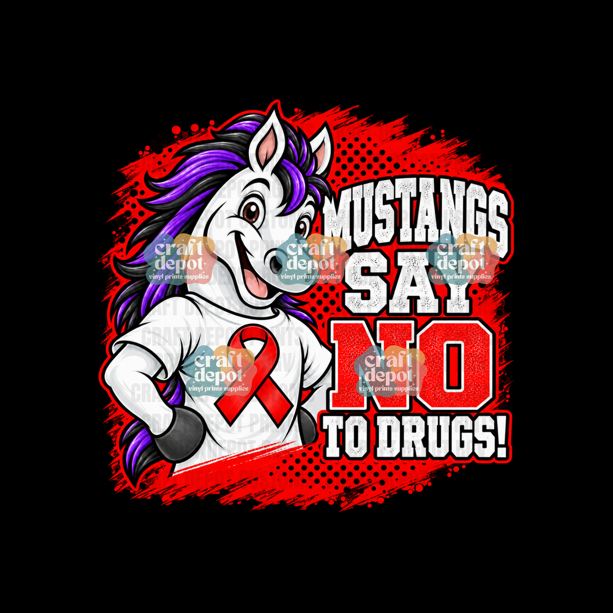 DTF PRINT-Red Ribbon Week-Drug Free-October-Say No to Drugs-Mustangs