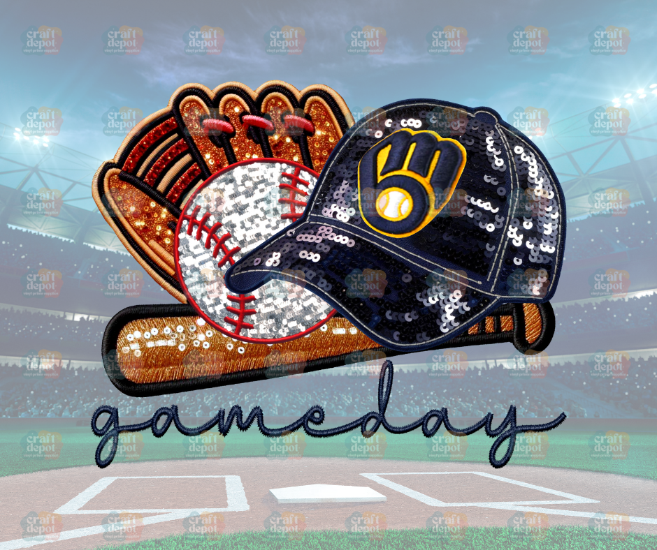 DTF PRINT-FAUX SEQUINS-Brewers-Baseball