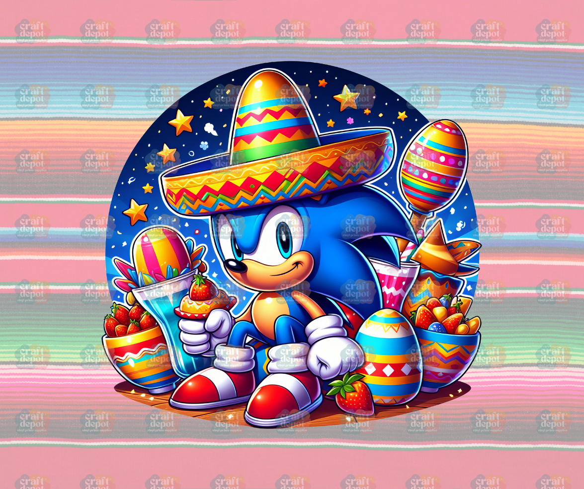 DTF PRINT-Blue Hedgehog-Cinco De Mayo