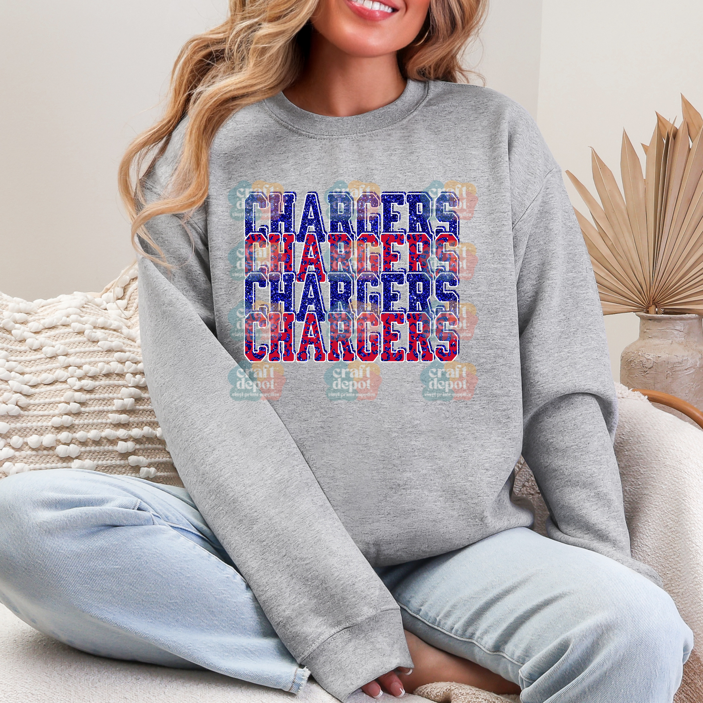 DTF Print- Chargers Stacked -School Teams