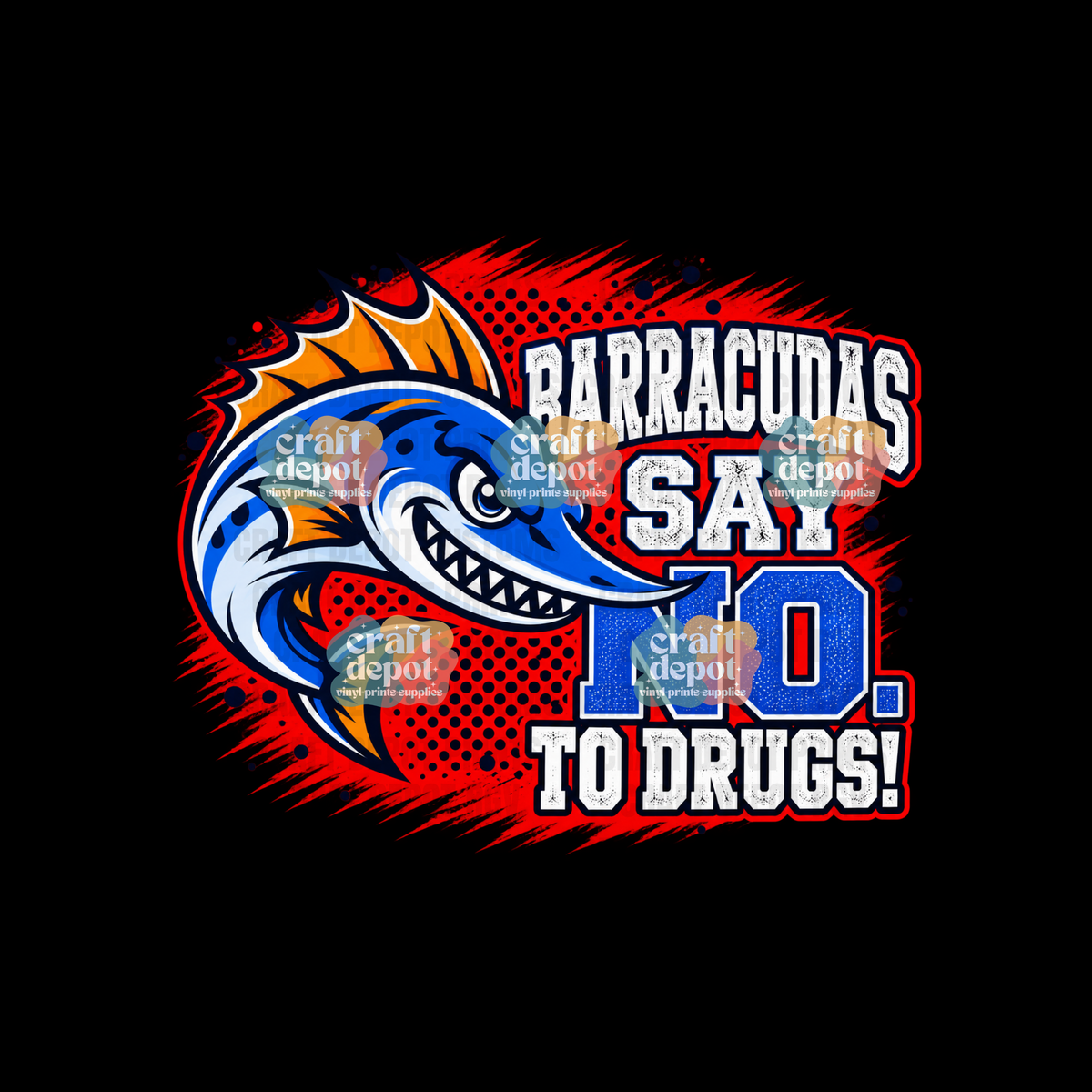 DTF PRINT-Red Ribbon Week-Drug Free-October-Say No to Drugs-Barracudas