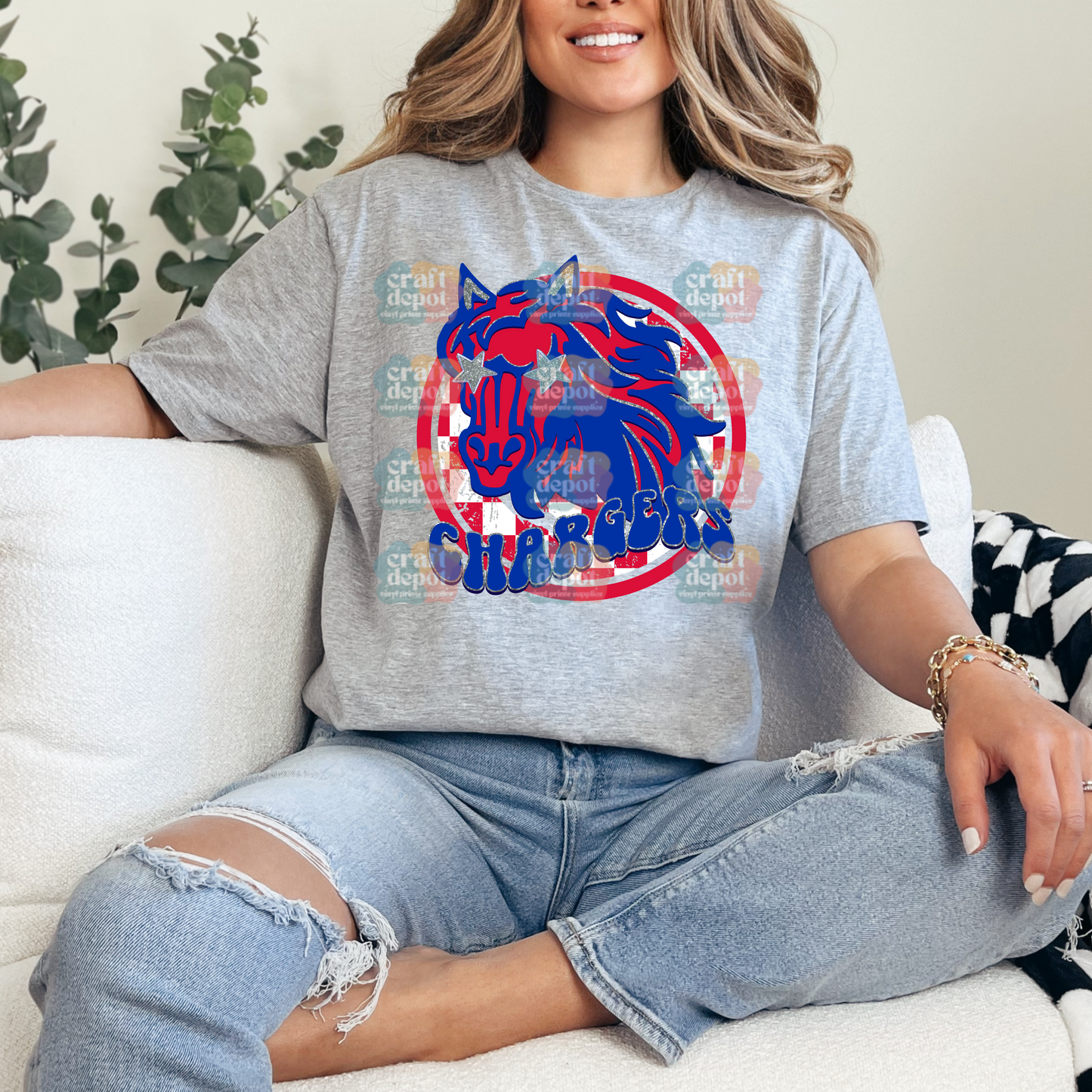 DTF Print- Chargers Retro2 -School Teams