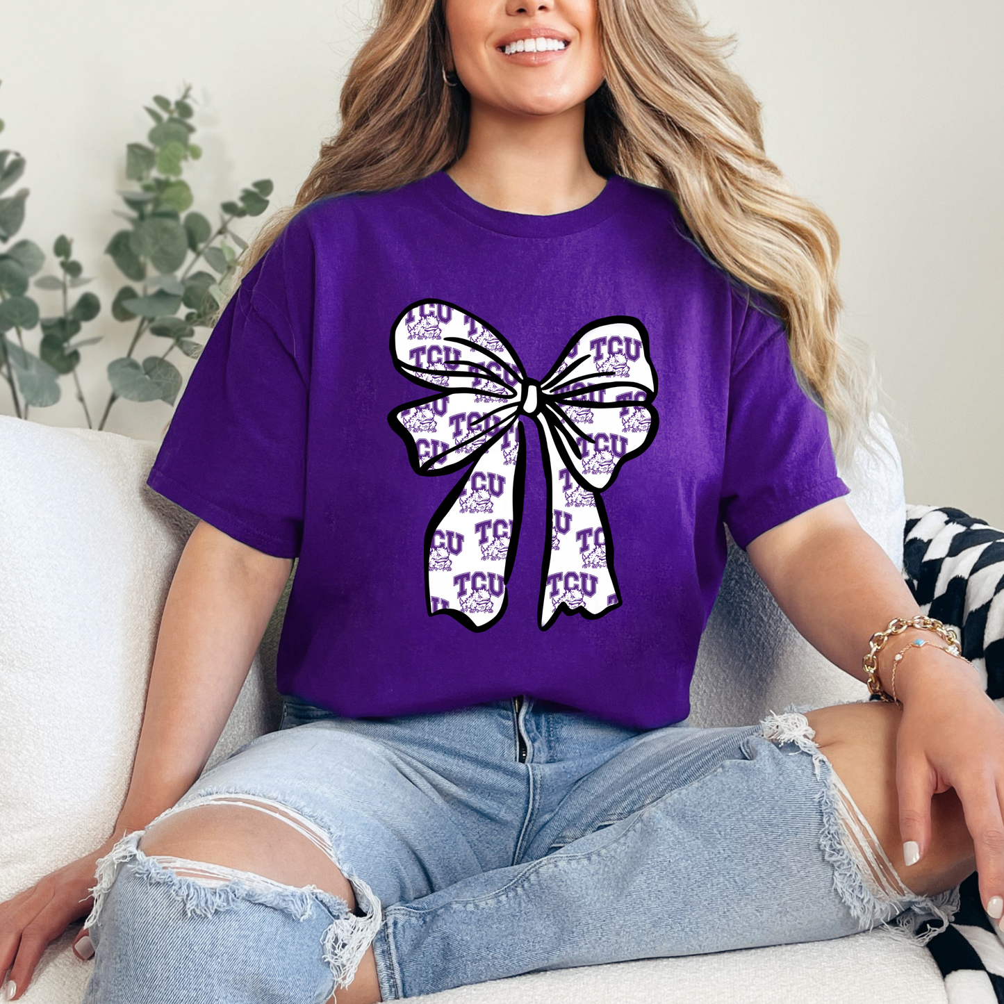 DTF Print-College-TCU Bow
