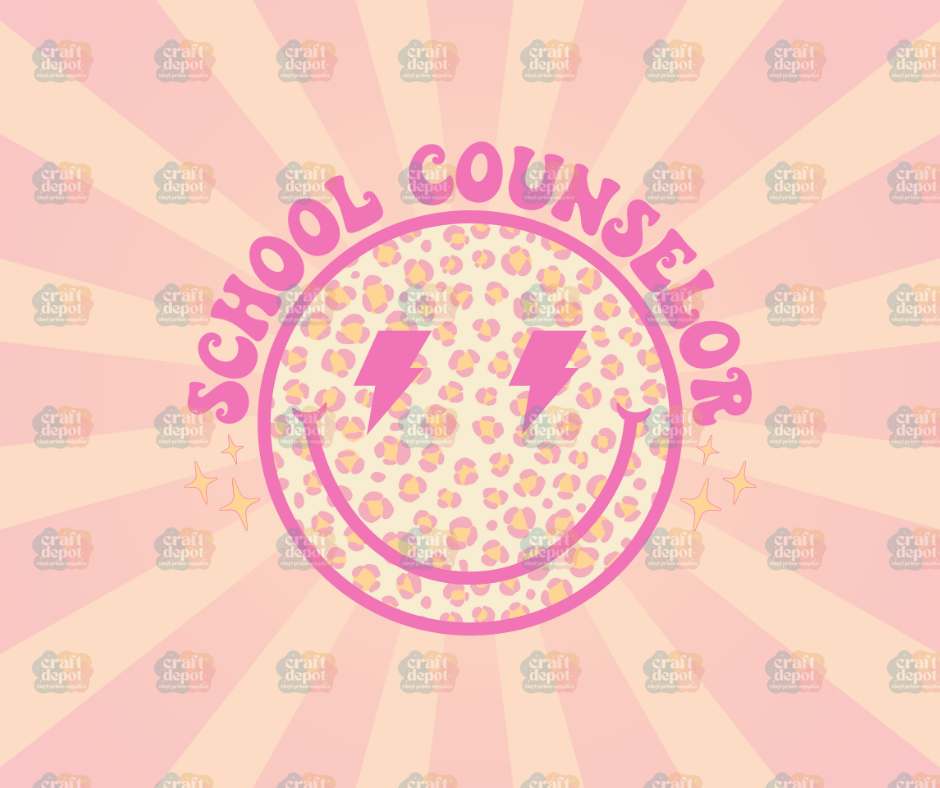 DTF PRINT-School Counselor Pink Smiley
