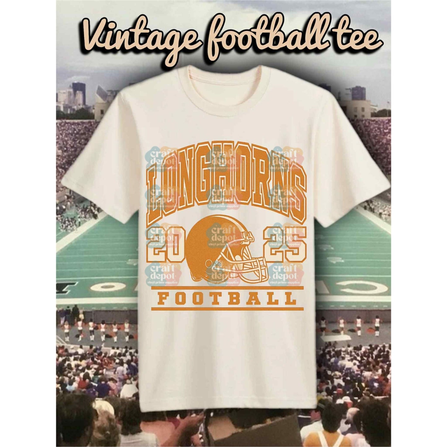 DTF Print-College-Texas Longhorn Vintage Design