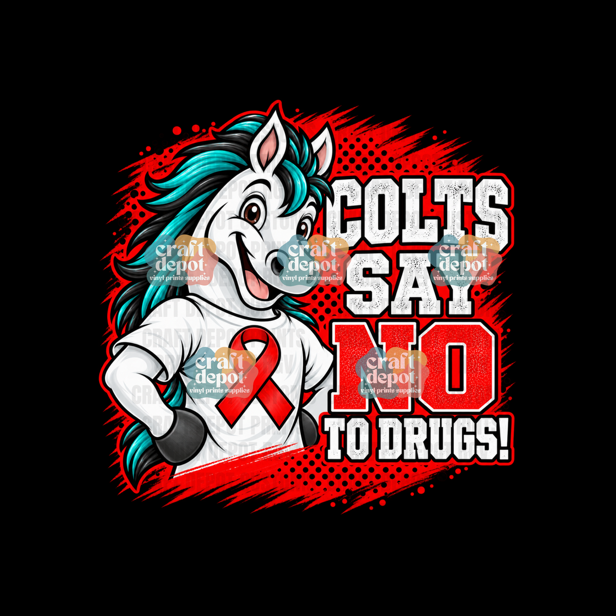 DTF PRINT-Red Ribbon Week-Drug Free-October-Say No to Drugs-Colts