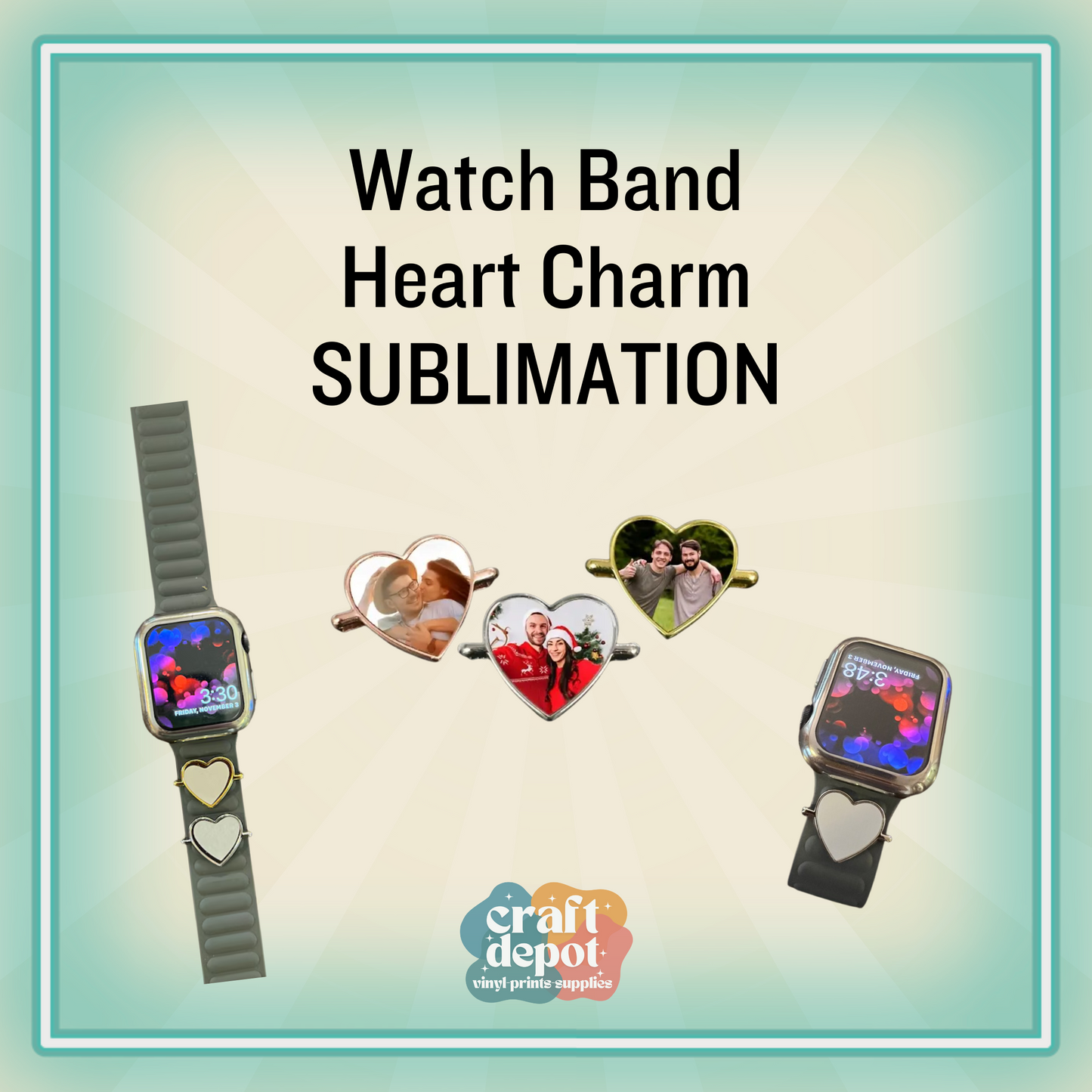 Watch Band Heart Charm-SUBLIMATION