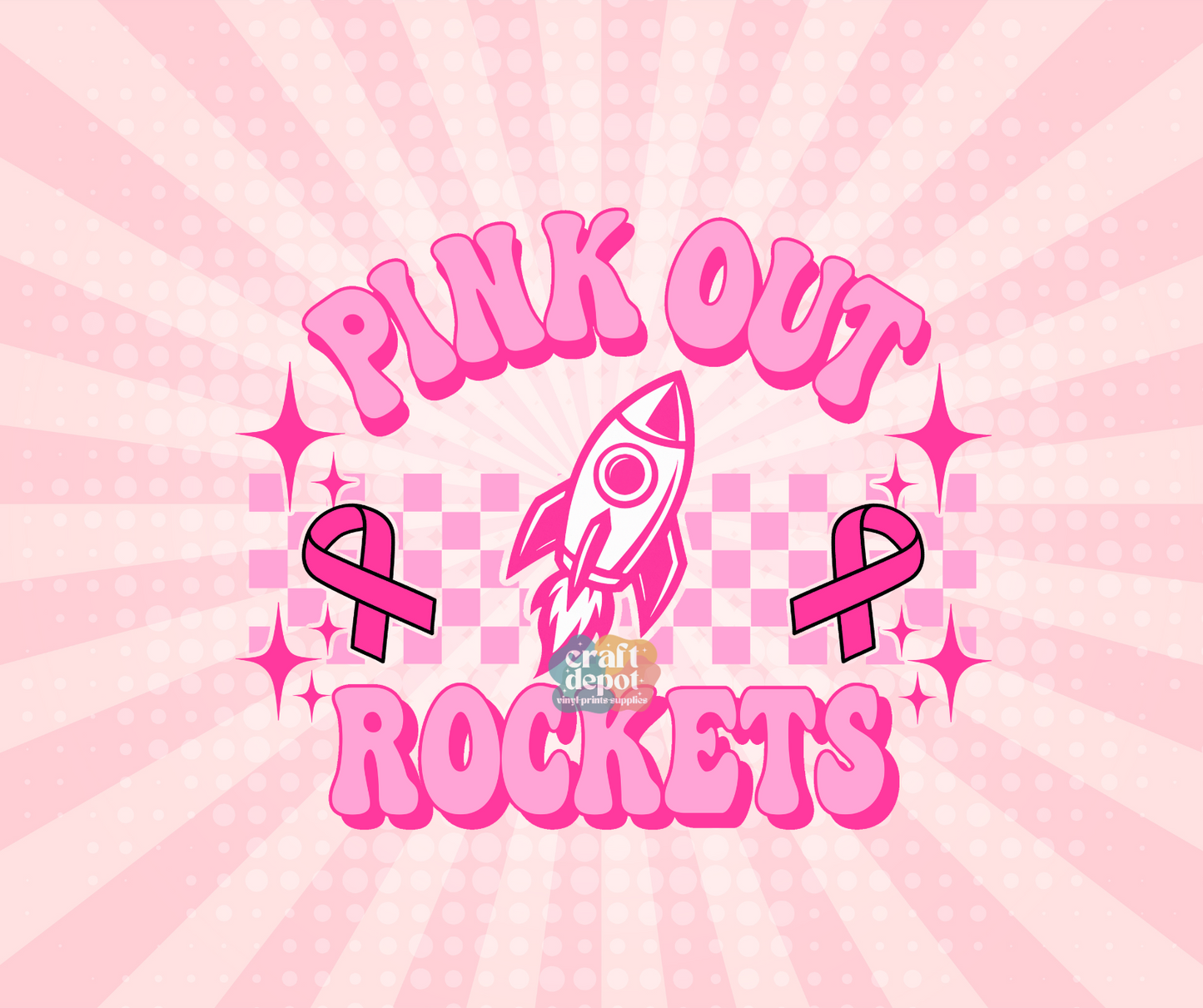 DTF PRINT- Pink Out-Breast Cancer Awareness-Rockets