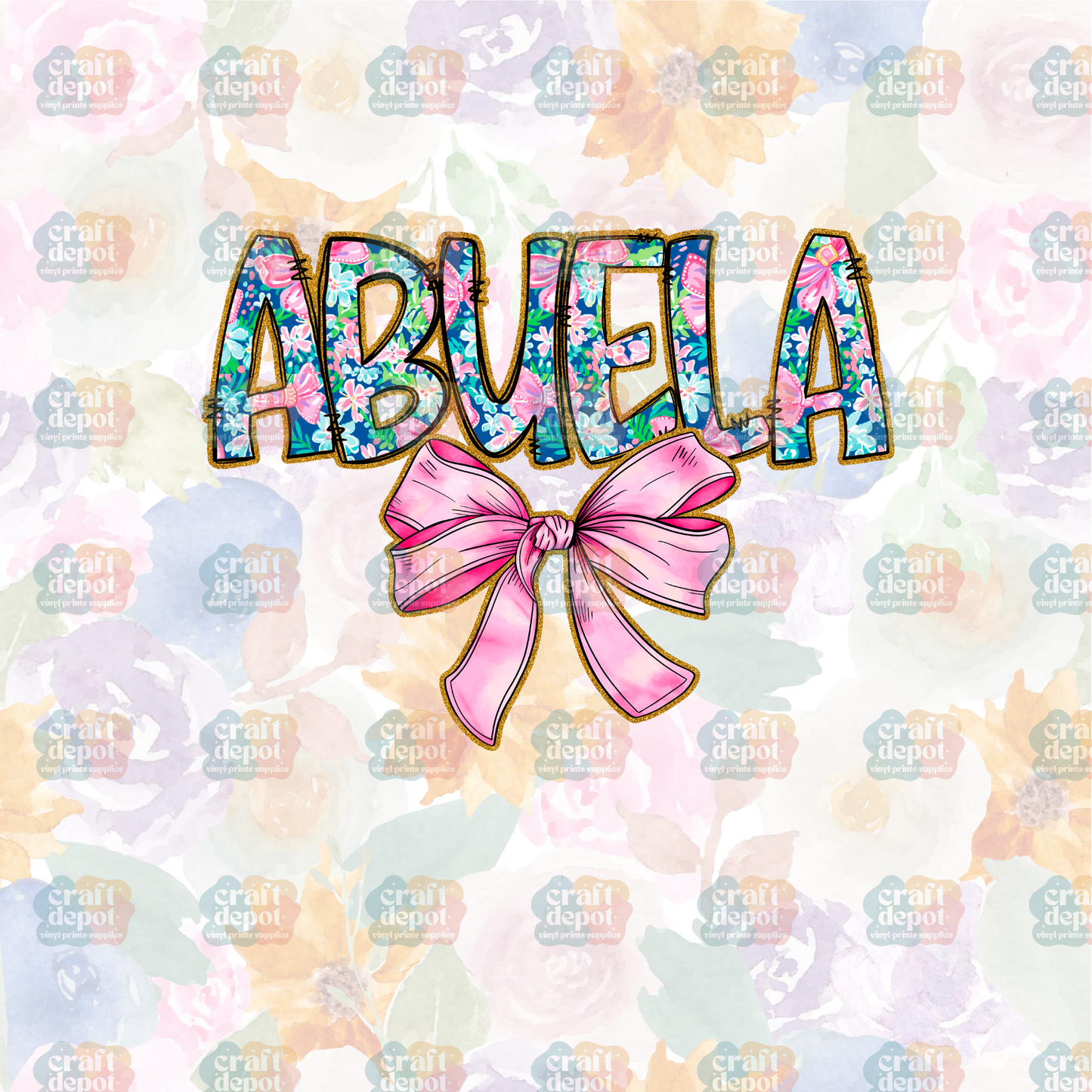 DTF PRINT-Abuela-Floral Bow-Grandma-Mom