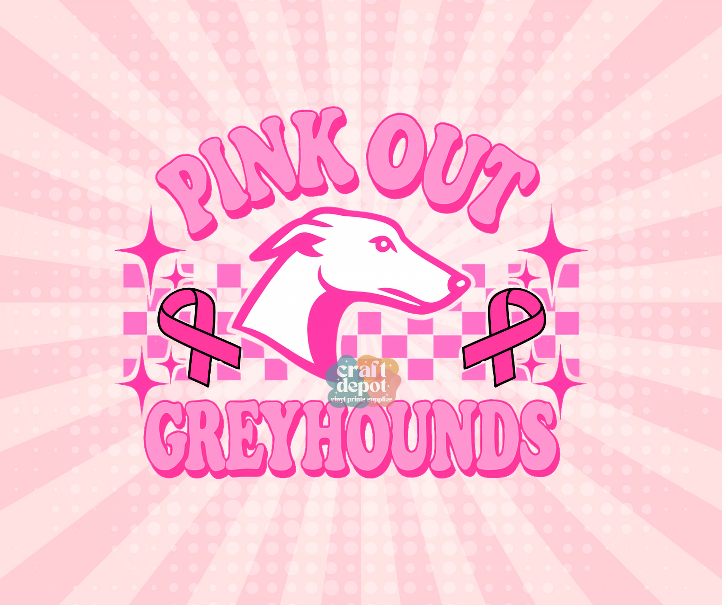 DTF PRINT- Pink Out-Breast Cancer Awareness-Greyhounds