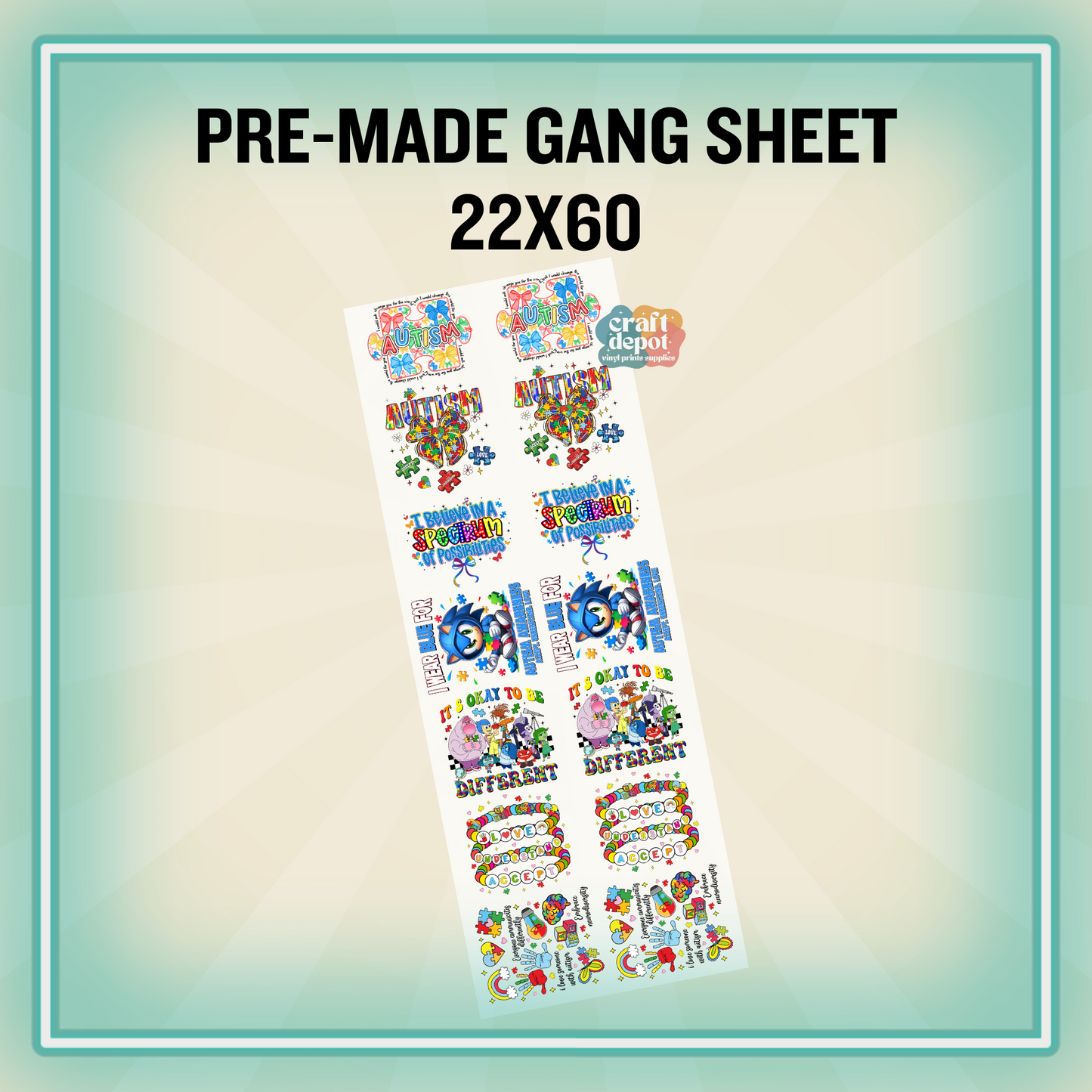 PRE-MADE GANG SHEET-AUTISM AWARENESS