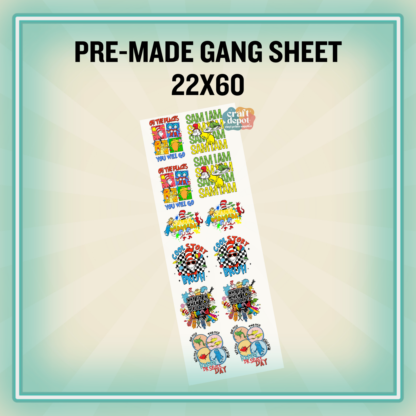 PRE-MADE GANG SHEET-Read Across America