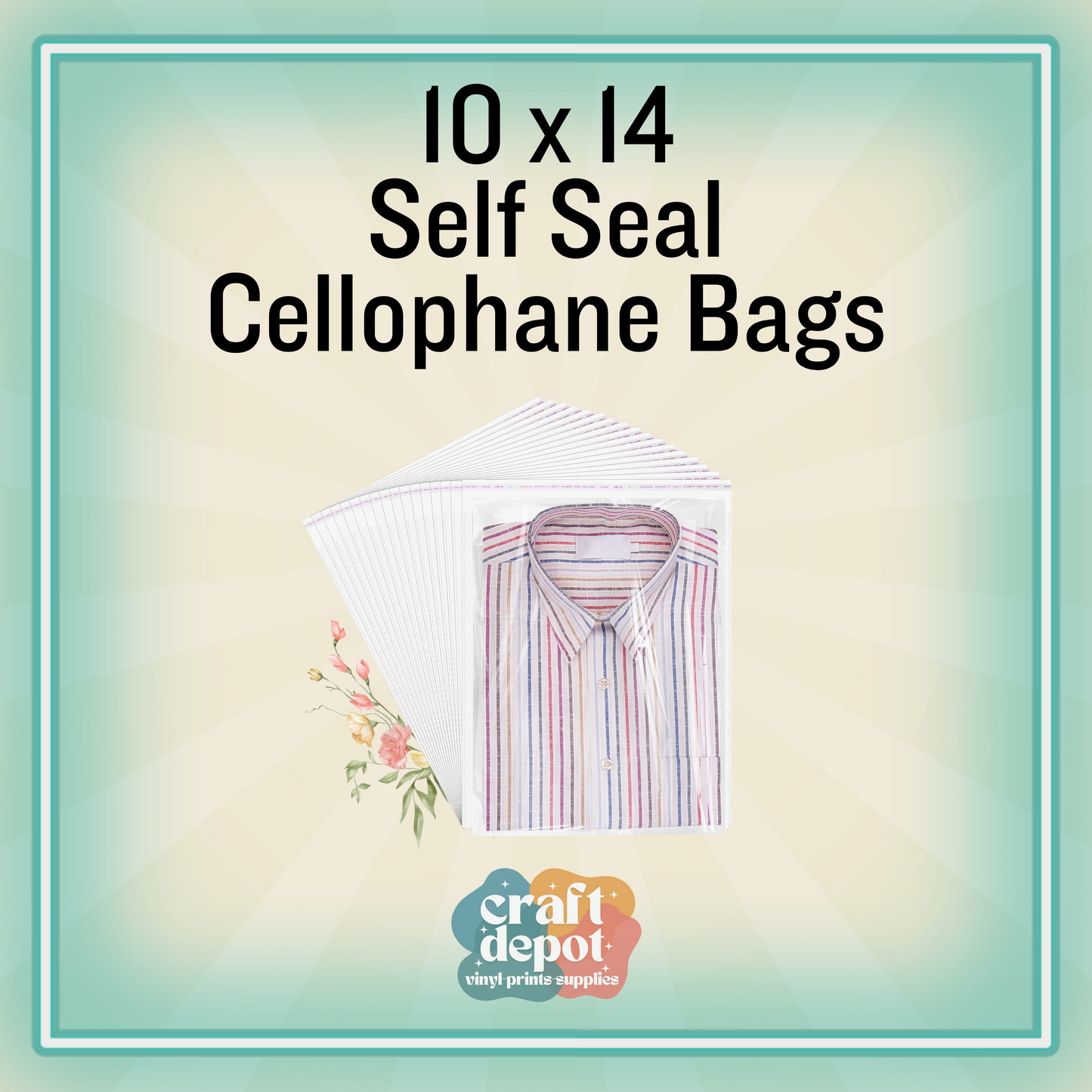 10x14 Self Seal Cellophane Bags-50 count