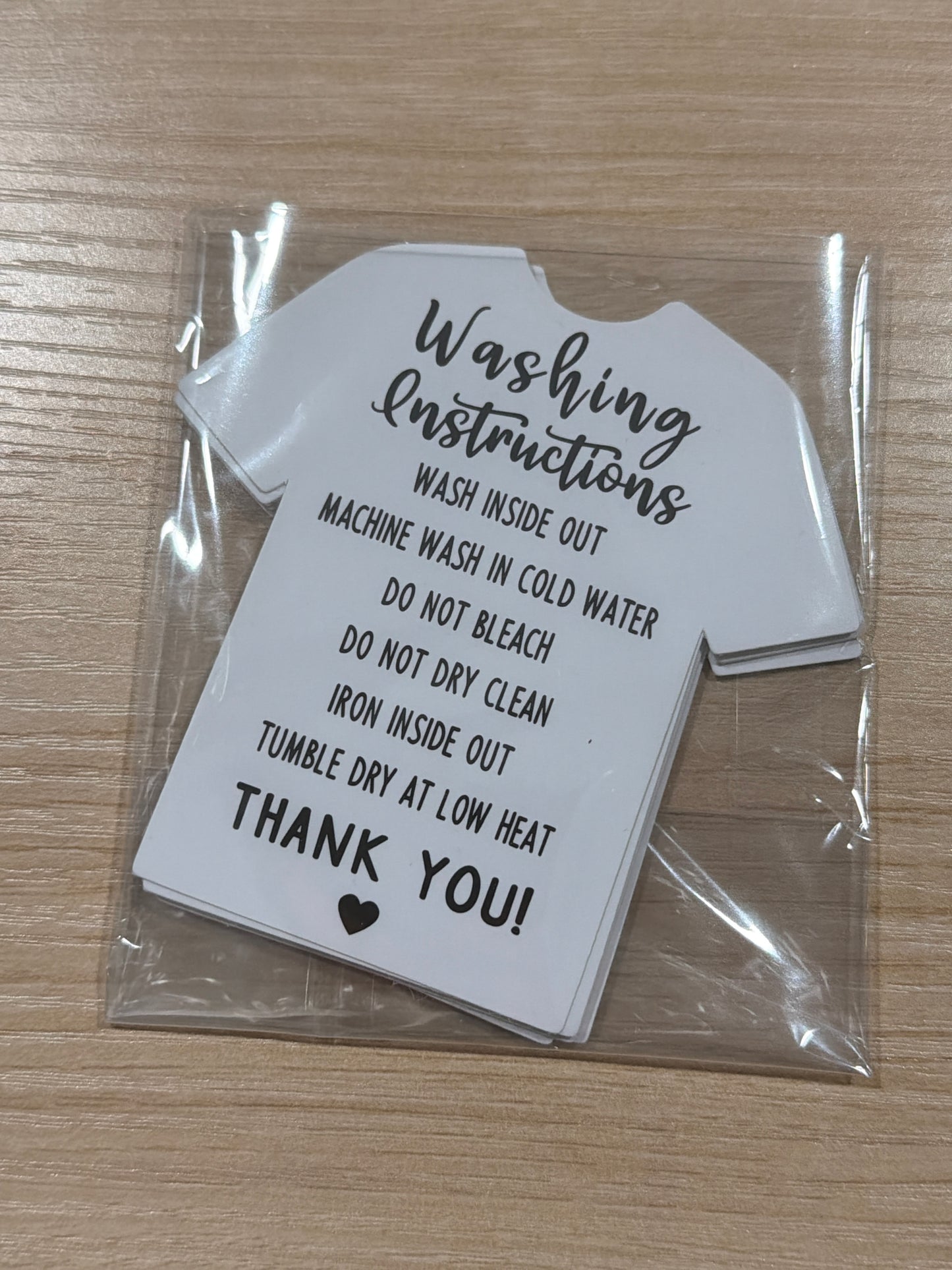 Washing Instructions Care Card-10 count