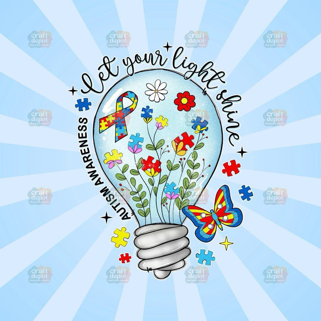 DTF PRINT-Let your light shine-Autism Awareness