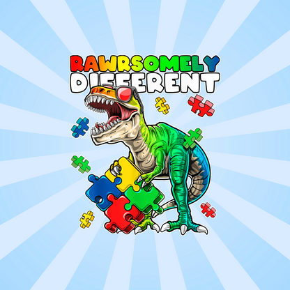 DTF PRINT-Rawrsomely Different-Autism Awareness
