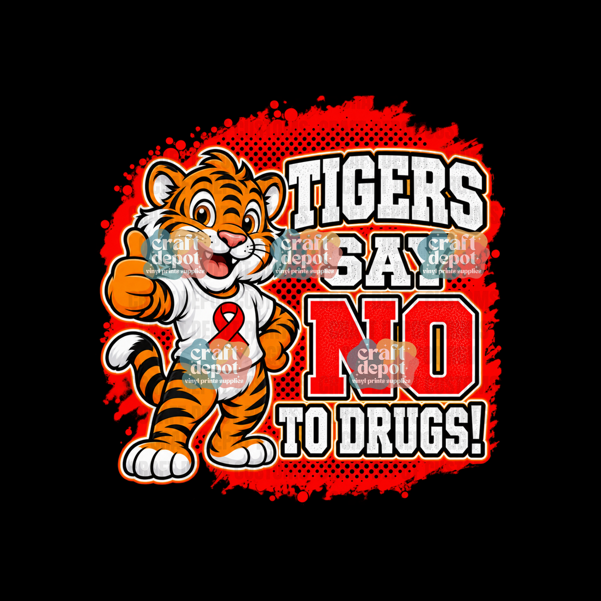 DTF PRINT-Red Ribbon Week-Drug Free-October-Say No to Drugs-Tigers