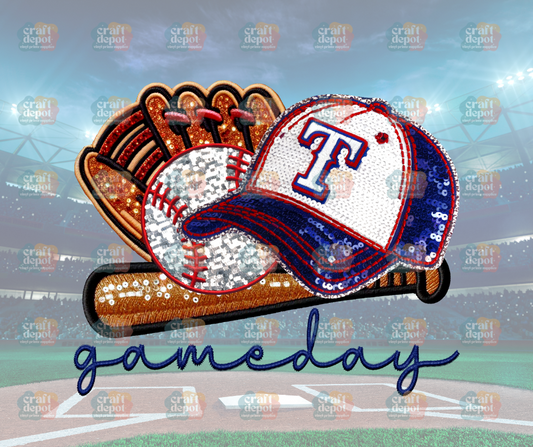 DTF PRINT-FAUX SEQUINS-Rangers-Baseball