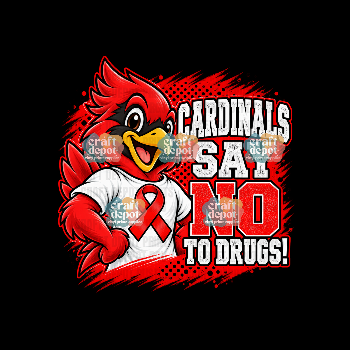 DTF PRINT-Red Ribbon Week-Drug Free-October-Say No to Drugs-Cardinals