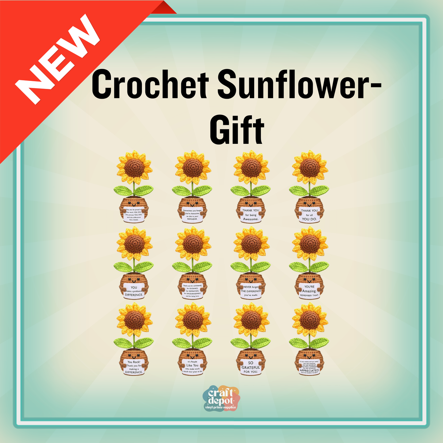 Crochet  Sunflower Pot-Teacher Gift-Nurse Gift