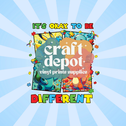 DTF PRINT-It's Ok to be different -Autism Awareness