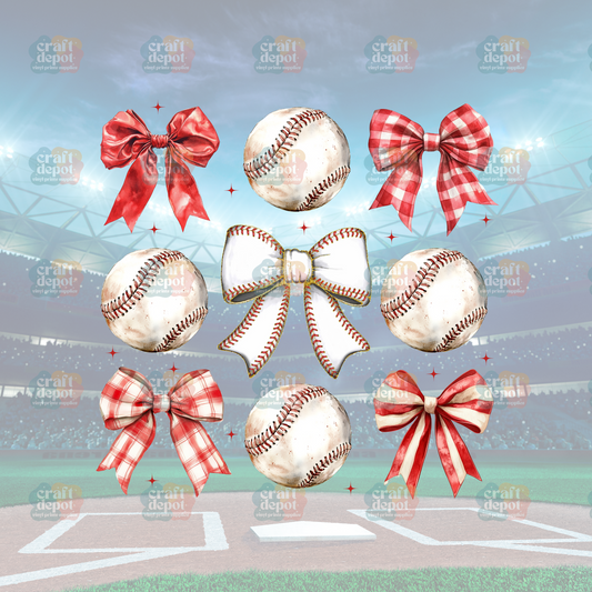 DTF PRINT-Baseball-Coquette Bows