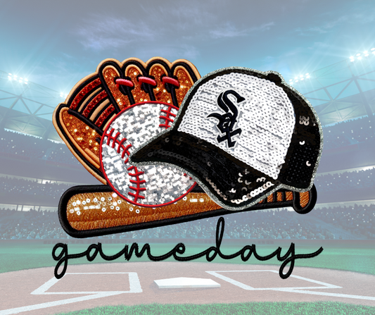 DTF PRINT-FAUX SEQUINS-White Sox-Baseball