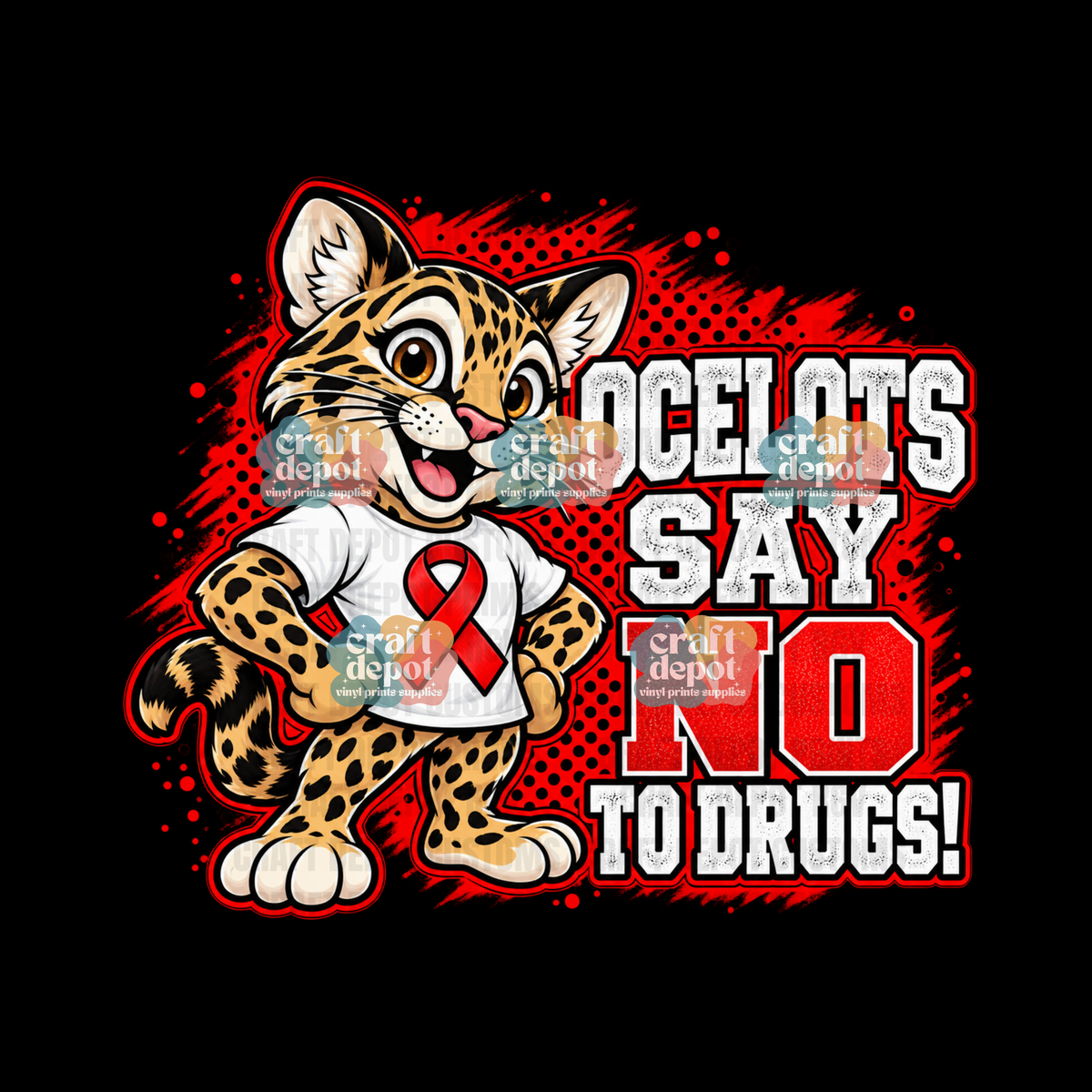 DTF PRINT-Red Ribbon Week-Drug Free-October-Say No to Drugs-Ocelots