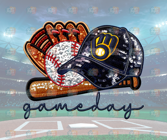 DTF PRINT-FAUX SEQUINS-Brewers-Baseball