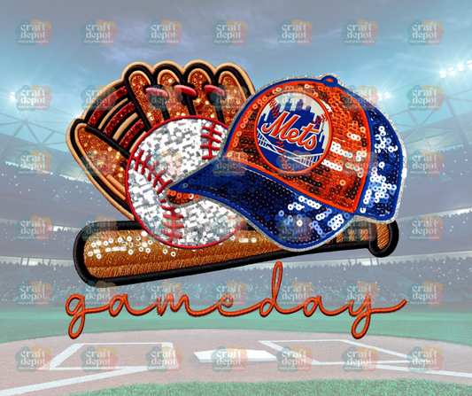DTF PRINT-FAUX SEQUINS-Mets-Baseball