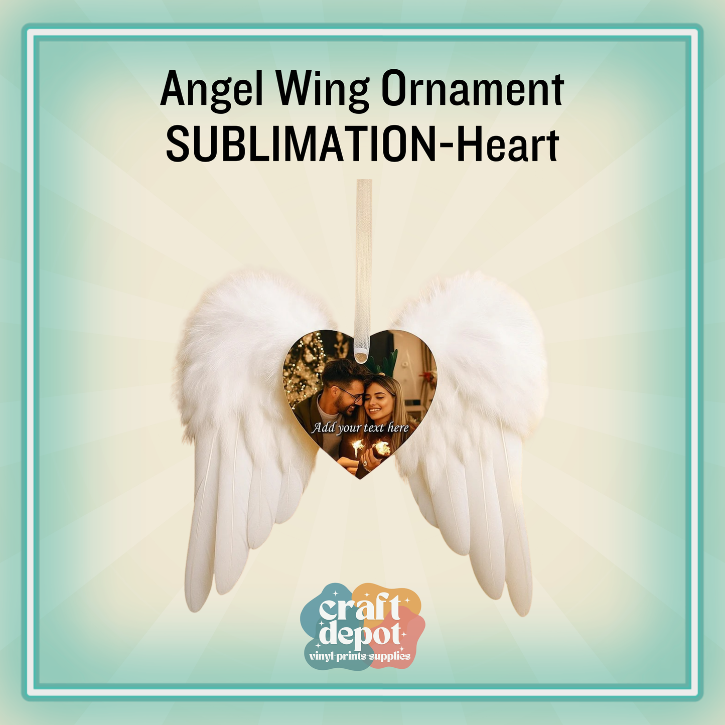 Sublimation Angel Wing Ornament-Heart Blank