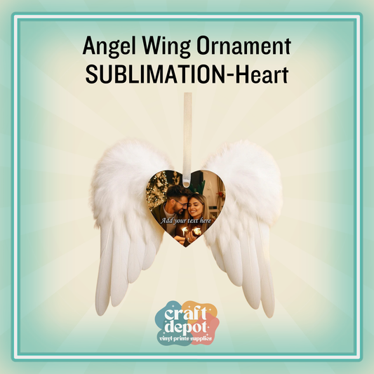 Sublimation Angel Wing Ornament-Heart Blank