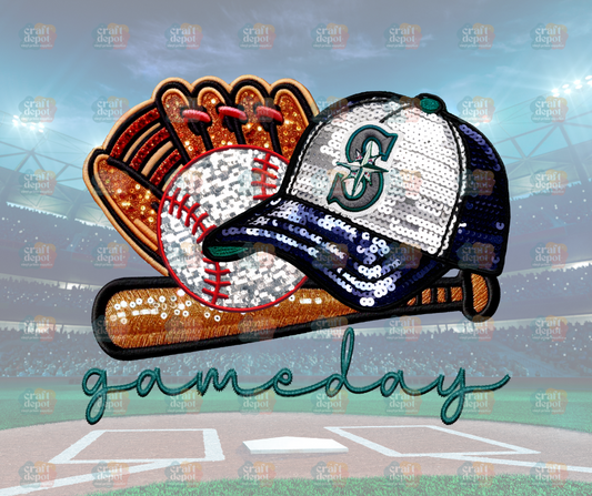 DTF PRINT-FAUX SEQUINS-Mariners-Baseball