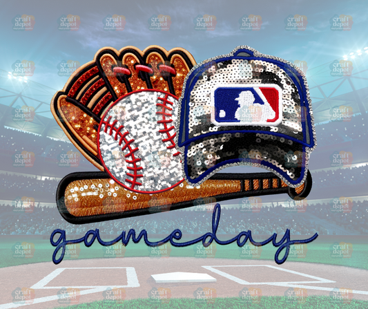 DTF PRINT-FAUX SEQUINS-Game Day-Baseball