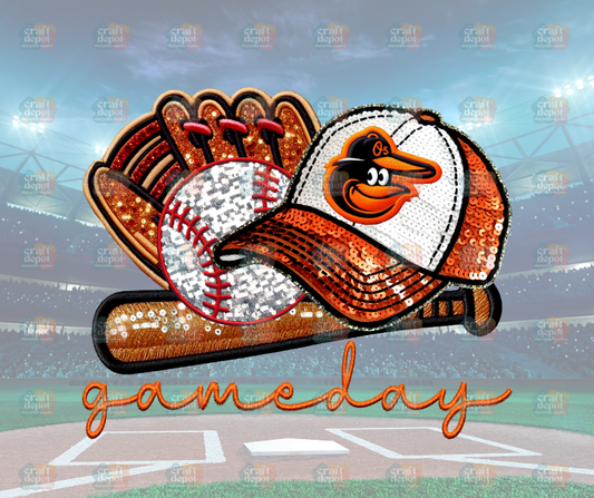 DTF PRINT-FAUX SEQUINS-Orioles-Baseball