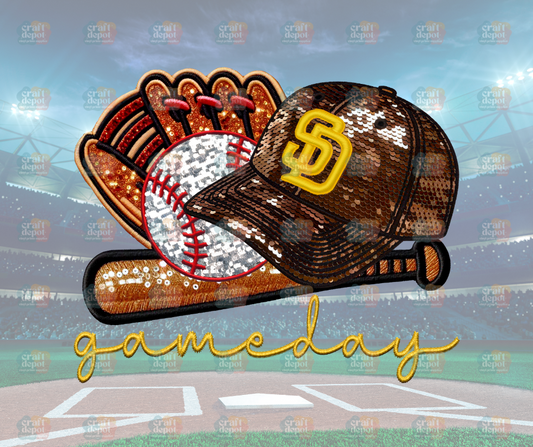 DTF PRINT-FAUX SEQUINS-Padres-Baseball