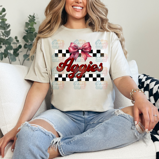 DTF Print-College-Aggies Retro Checkered