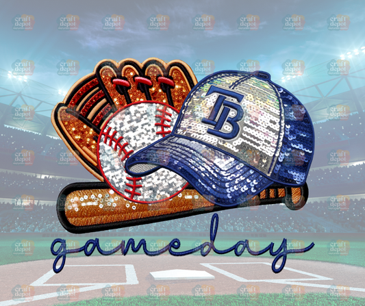 DTF PRINT-FAUX SEQUINS-Tampa Bay -Baseball