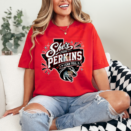 DTF PRINT-She's from Perkins