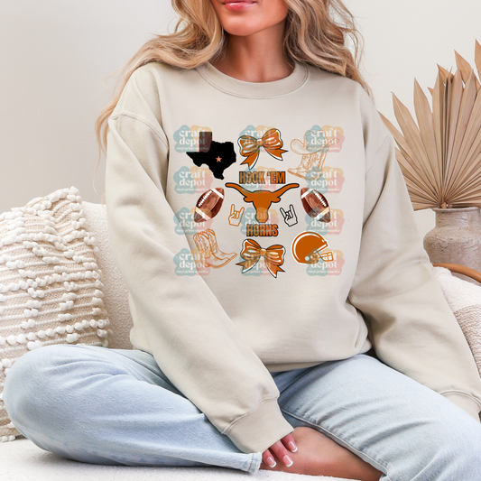 DTF Print-College-Texas Longhorns Coquette