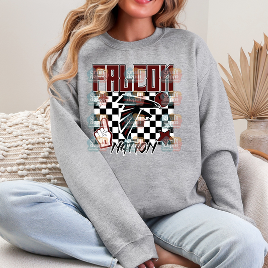 DTF Print- Falcon Nation Checkered-School Teams