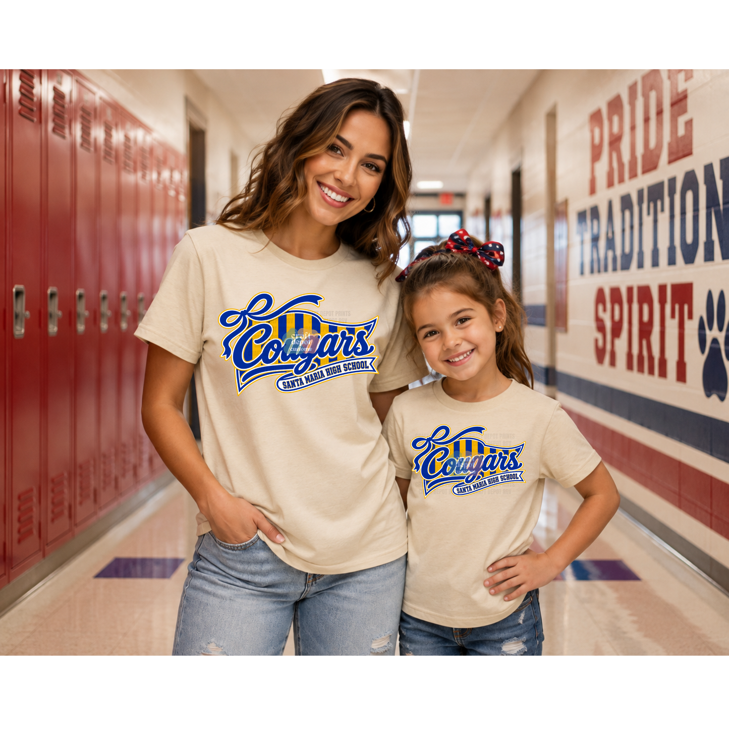 DTF PRINT-Mascot Penant Flag-Santa Maria Cougars