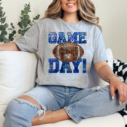 DTF Print-Game Day-Football-Faux Sequins