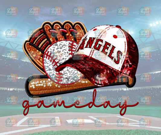 DTF PRINT-FAUX SEQUINS-Angels-Baseball