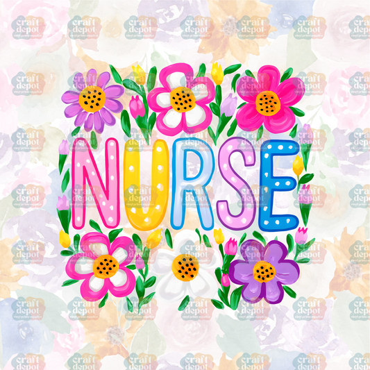 DTF PRINT-Floral Nurse-Nurse