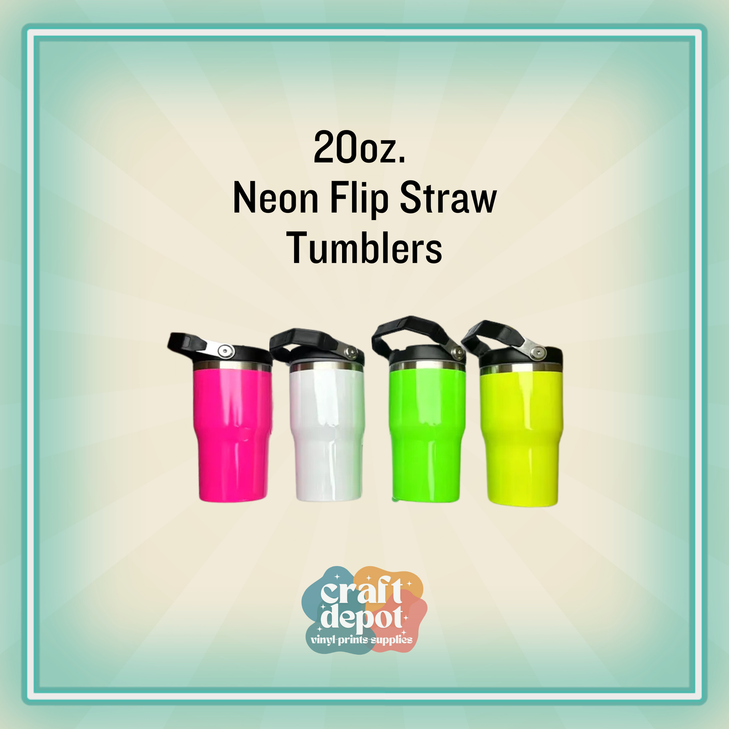 20oz. Neon Flip Straw Tumbler