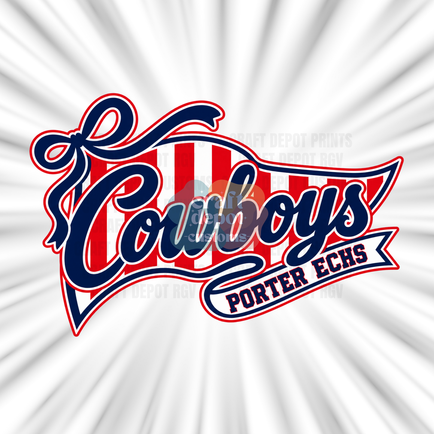 DTF PRINT-Mascot Penant Flag-Porter Cowboys