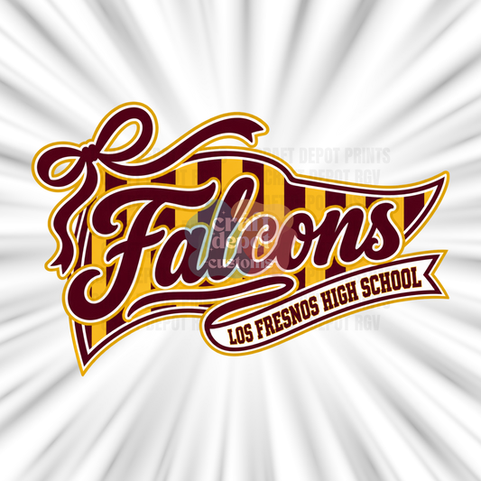 DTF PRINT-Mascot Penant Flag-Los Fresnos Falcons