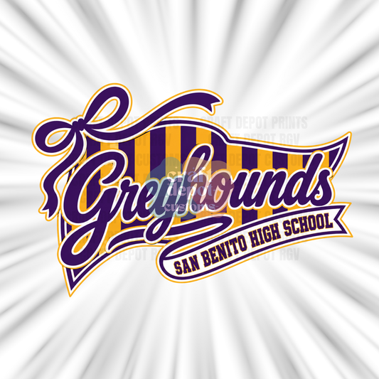 DTF PRINT-Mascot Penant Flag-San Benito Greyhounds