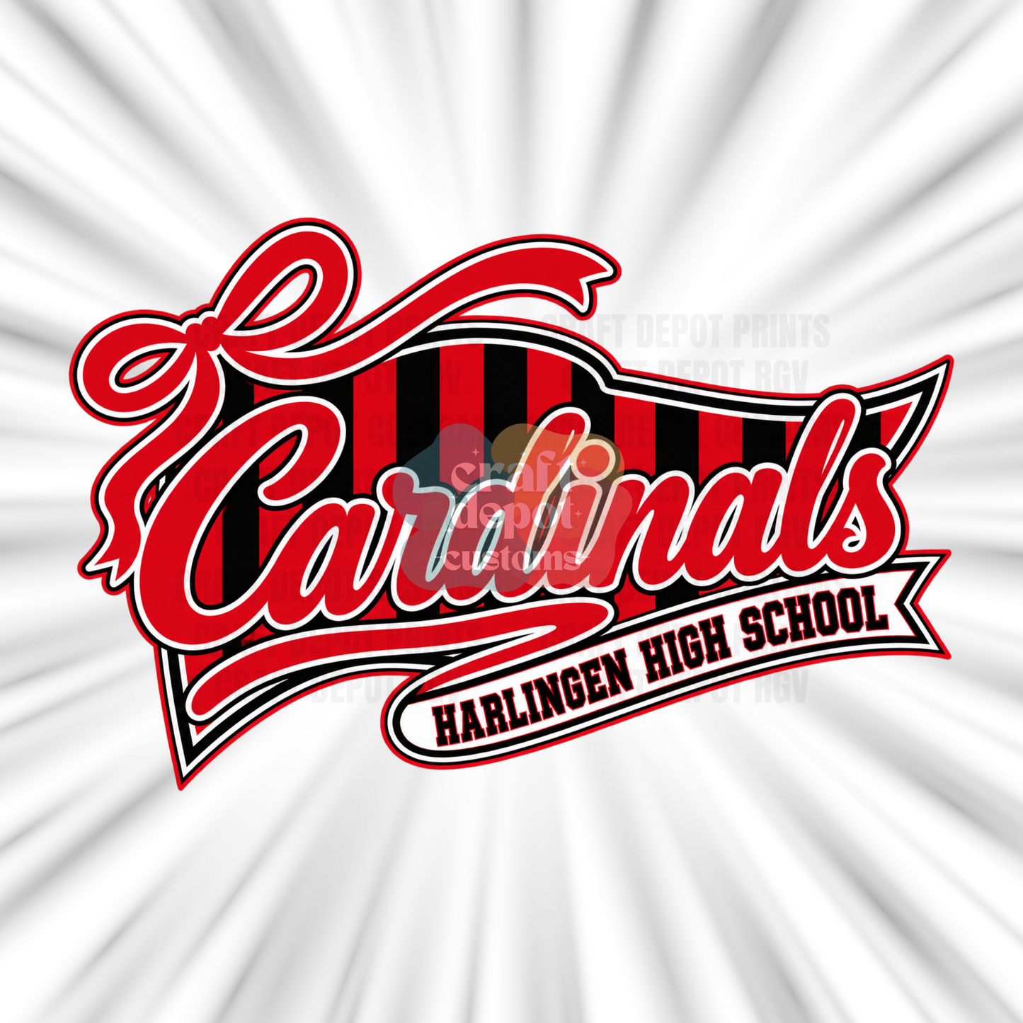 DTF PRINT-Mascot Penant Flag-Harlingen Cardinals